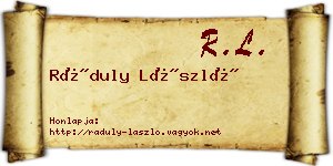 Ráduly László névjegykártya