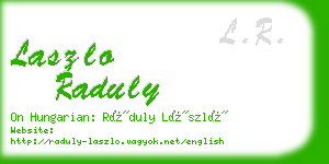 laszlo raduly business card